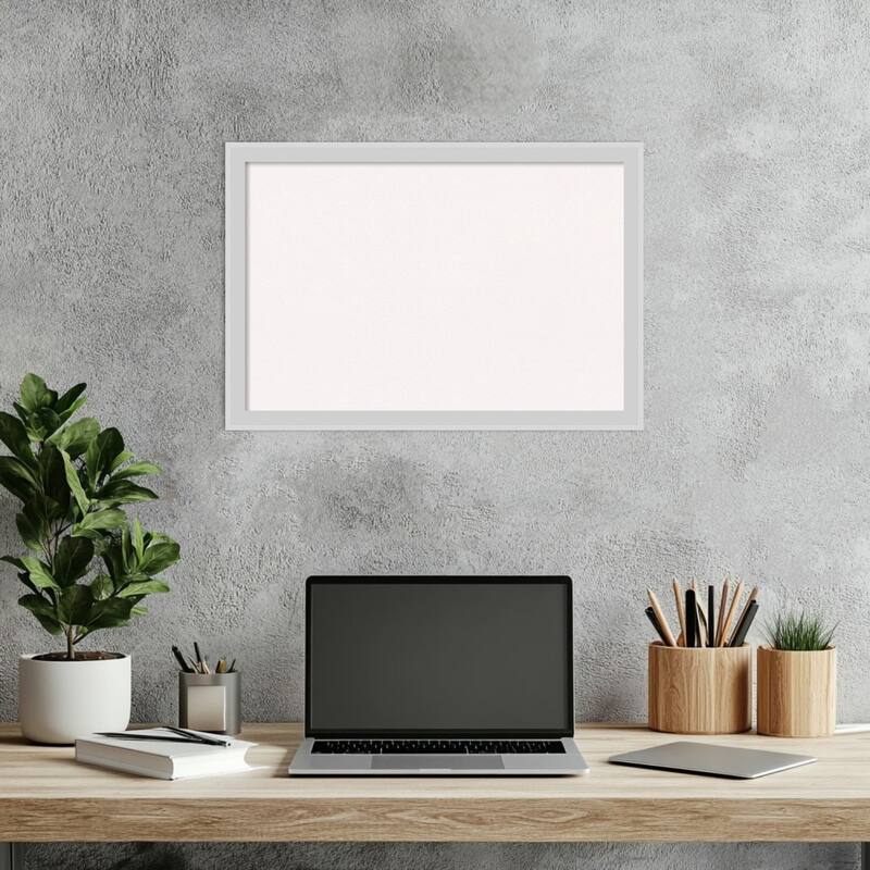 Incline Silver Wood Framed Cork Board - Bulletin Board, Organization Board, Pin Board