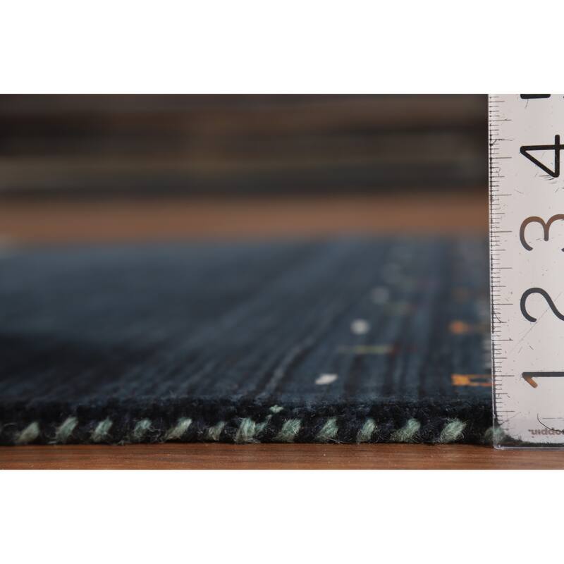 Hand Knotted Oriental 100% Wool Carpet Tribal Animal Pictorial Navy Blue & Blues Gabbeh Area Rug - 5' 10'' X 4' 0''