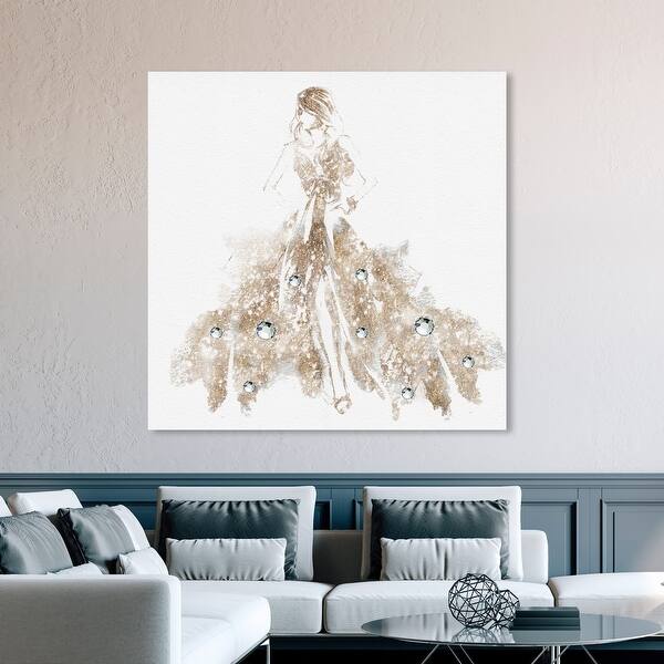 Oliver Gal Shiny Runway Fashion And Glam Wall Art Canvas Print Dress Gold White Overstock 31291047