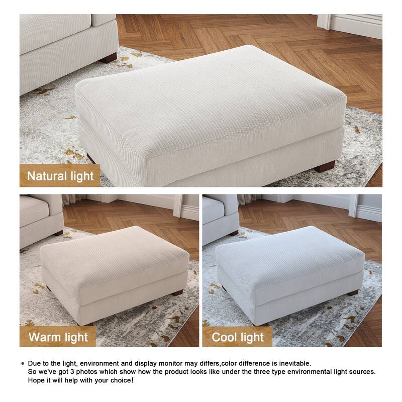 Modern Rectangle Oversized Stripe Corduroy Ottoman