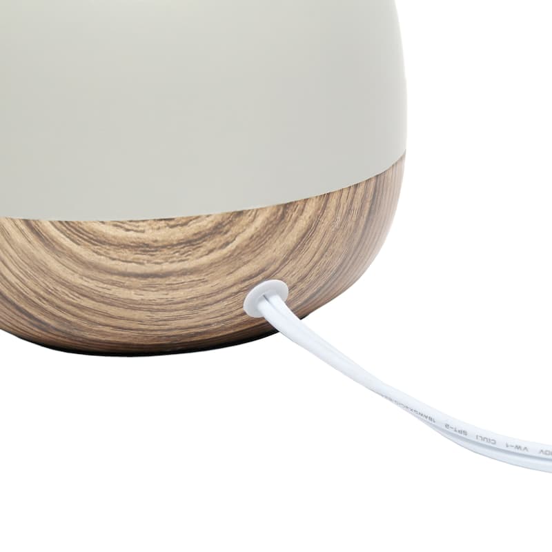 Simple Designs Petite Mid Century Table Lamp, Dark Wood and Light Gray - N/A