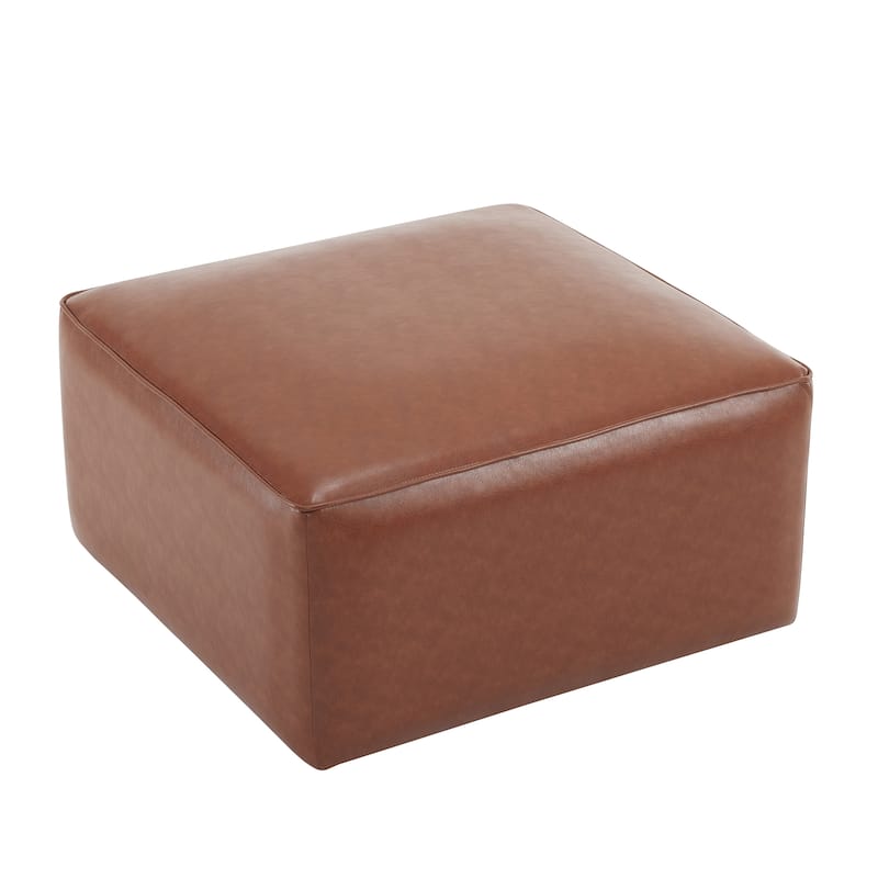 Square PU Leather Ottoman - Upholstered Footrest for Living Room