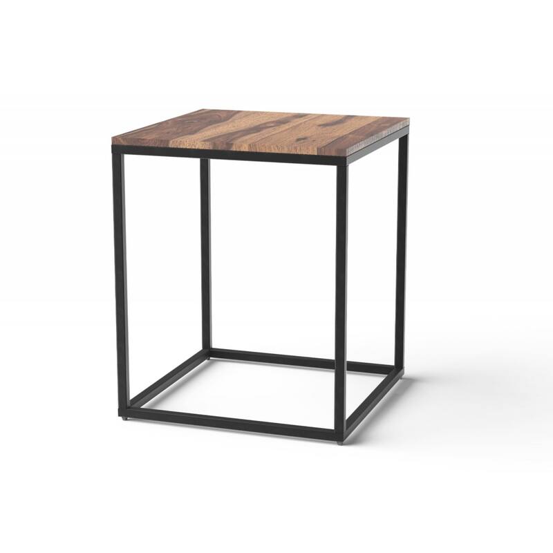24 Inch Solid Wood and Iron Square End Table for Living Room - 20” x 20” x 24”