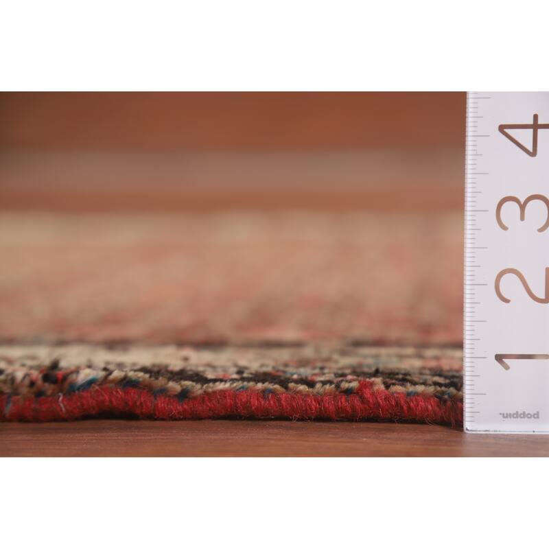 Hand Knotted Oriental 100% Wool Carpet Traditional All-Over Red Botemir Runner Rug - 9' 4'' X 3' 8''