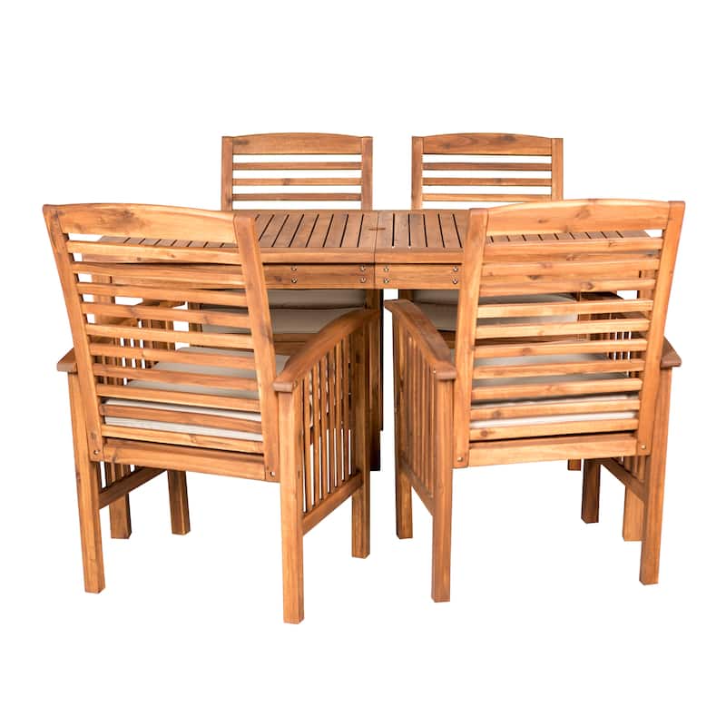 Walker Edison Surfside 5-piece Acacia Wood Outdoor Dining Set - 60 x 34 x 30h