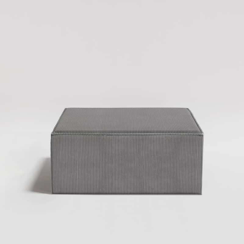 Square Corduroy Fabric Foam Ottoman - Gray Corduroy