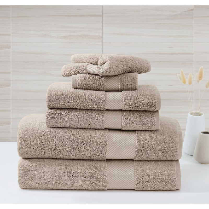 Borghese Roma Oversized Luxe Turkish Cotton 6 Piece Towel Set - Khaki