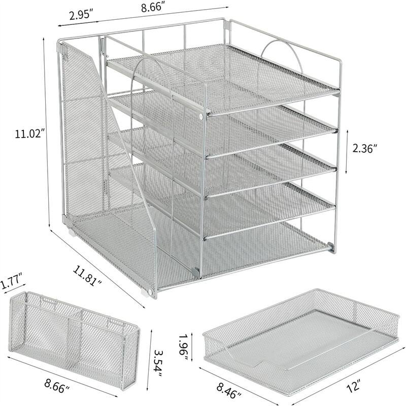 5-Tier Paper Letter Tray Organizer - 11.81"D x 11.61"W x 11.01"H