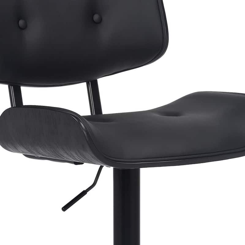 Black Fabric Adjustable Swivel Bar Chair with Low Back and Footrest - 22” D x 20” W x 46” H