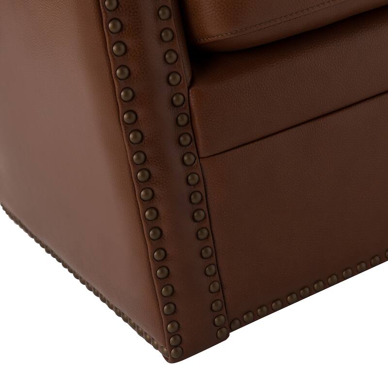 Pascual Classic Genuine Leather Swivel Chair With Nailhead Trim Arm Set of 2 by HULALA HOME
