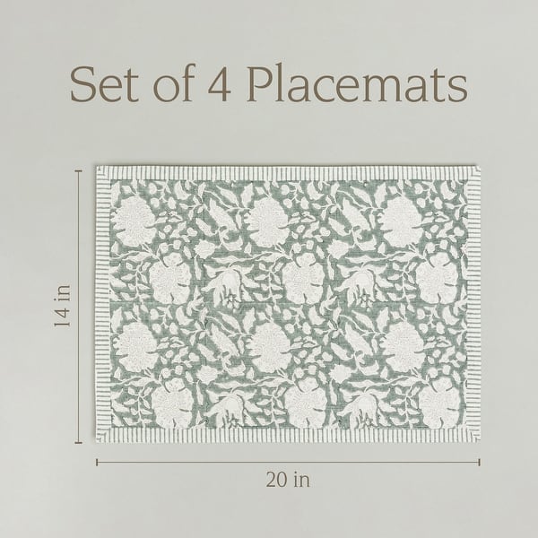 dimension image slide 8 of 9, over&back Hand-Blocked 100% Cotton Placemats - Machine Washable - Set of 4