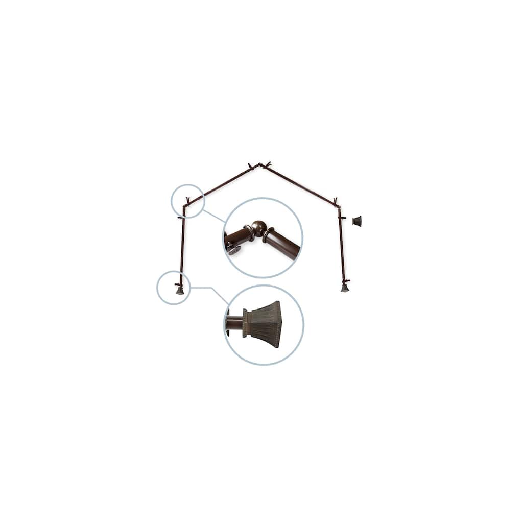 Cottage Style Curtain Rods - Adjustable Telescoping Rods with Finials - 20 to 72 Inch Width - M