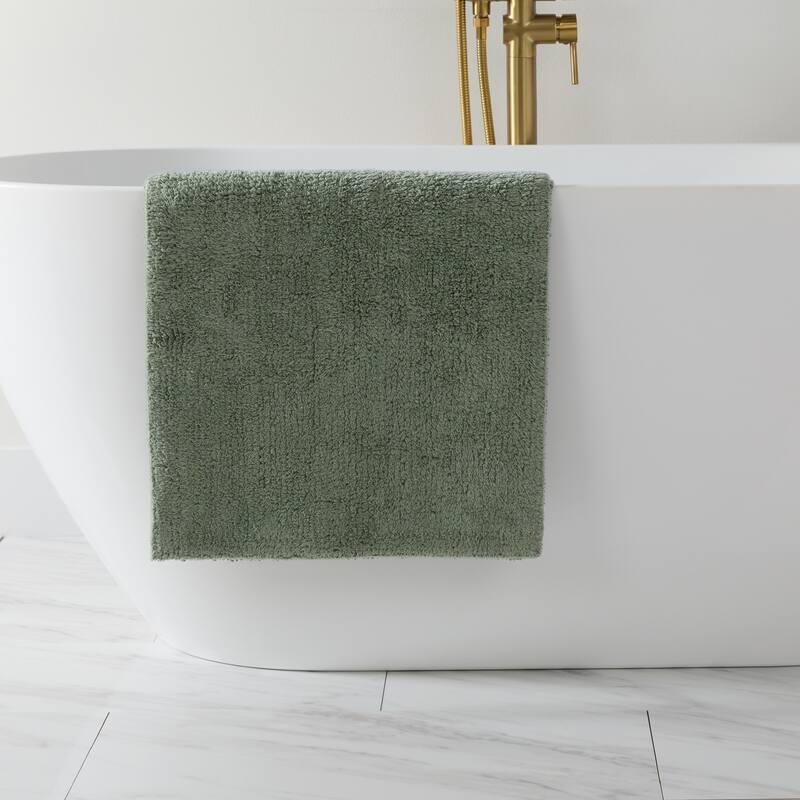 Becky Cameron 100% Cotton Reversible Solid Bath Mat - 34" x 21" - Sage