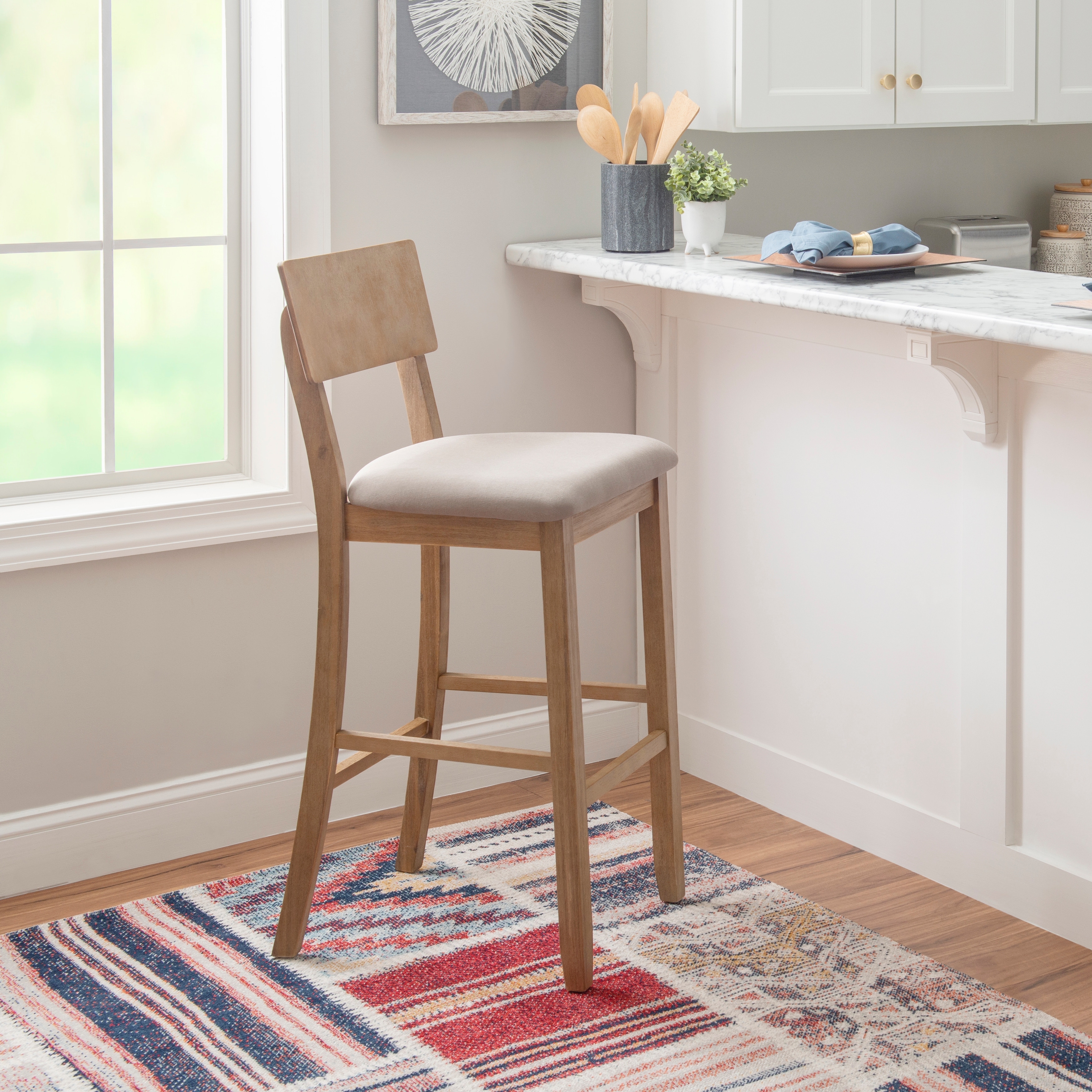 Linon Loren Gray Wash Bar Stool