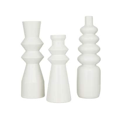 Ceramic Decorative Vase with Bubble Texture Designs - Set of 3 White - CosmoLiving by Cosmopolitan