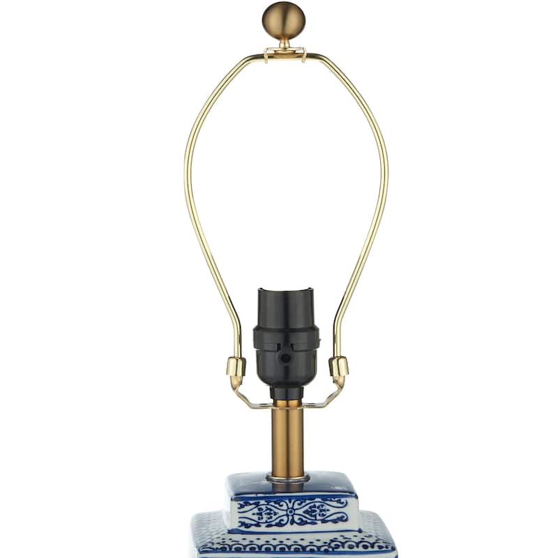 24-inch Blue/ White Dimmable Table Lamp with USB Port (Set of 2) - 24 inches