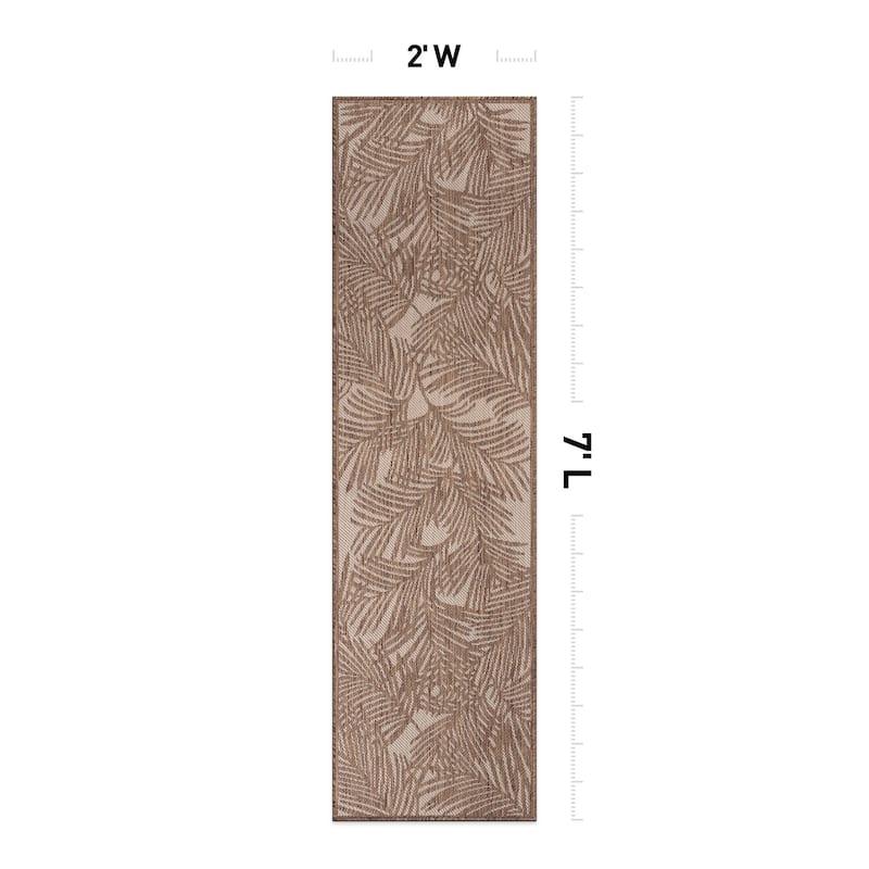 World Rug Gallery Contemporary Palm Leaf Textured Flat Weave Indoor/Outdoor Area Rug