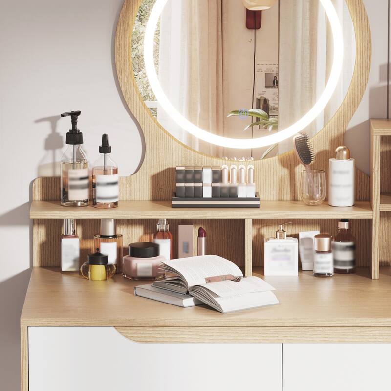 Makeup Vanity Desk with 3 Adjustable Lighted Mirror
