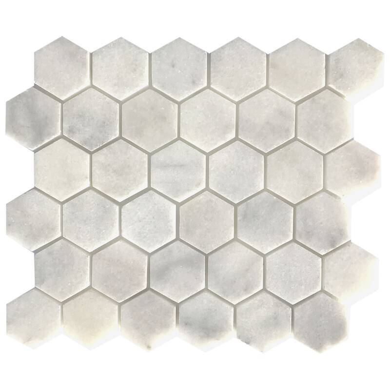 Pale Gray Marble 2" x 2" Honeycomb Polished Mosaic Tile - 5 Sheets (4.40 sf) - Grey