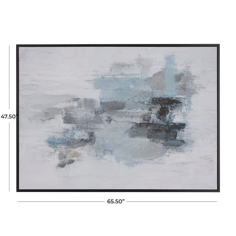 Canvas Abstract Framed Wall Art with Black Frame - Blue - Roche River Decor