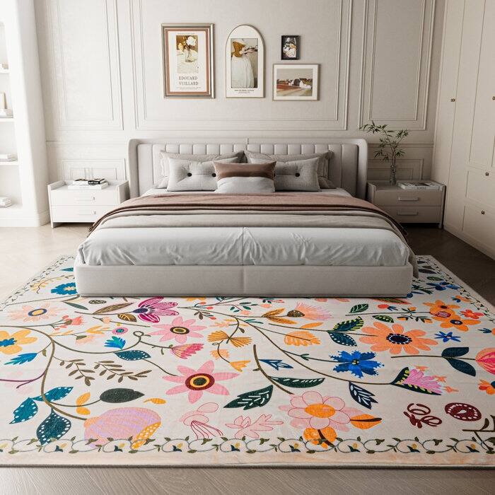Nature Floral Non-Slip Machine Washable Colorful Modern Area Rug