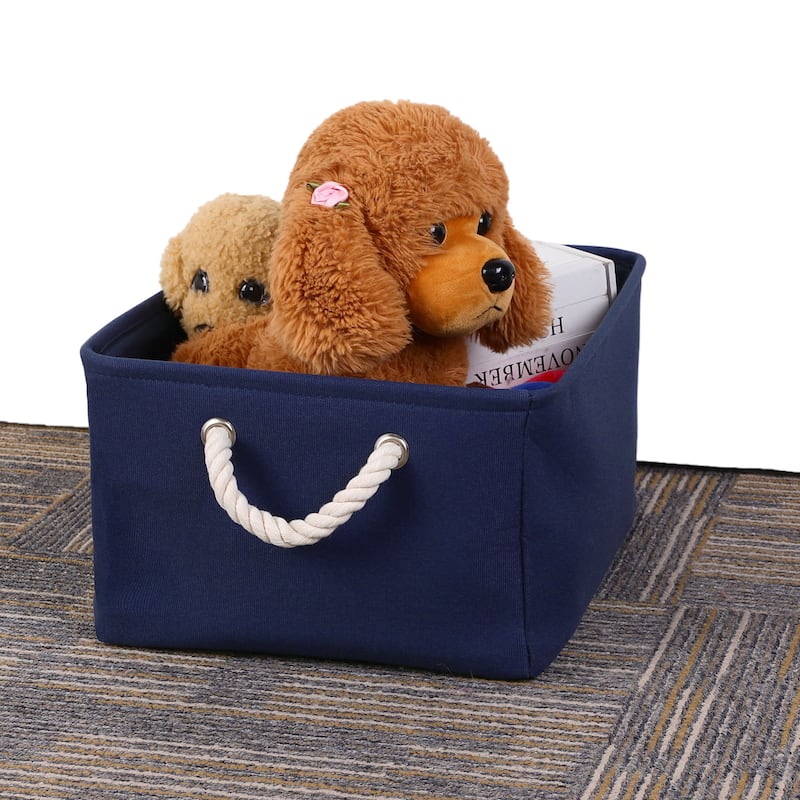 Foldable Storage Basket, Fabric Collapsible Clothes Box with Handles