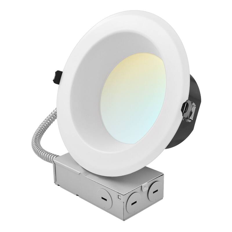 LUXRITE 6 In. Commercial LED Recessed Light J-Box 5CCT 10/17/21W Dimmable 1000/1800/2500LM 120-277V Wet Rated IC Rated - 5CCT (2700K/3000K/3500K/4000K/5000K)