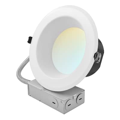 LUXRITE 6 In. Commercial LED Recessed Light J-Box 5CCT 10/17/21W Dimmable 1000/1800/2500LM 120-277V Wet Rated IC Rated