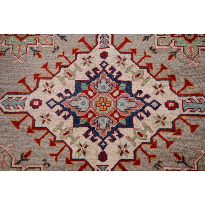 Beige Kazak Oriental Area Rug Hand-Knotted Bedroom Wool Carpet - 6'7" x 9'8"