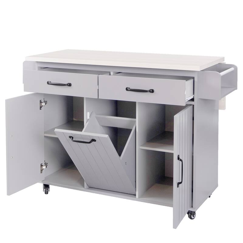 Kitchen Island with Trash Can Storage Cabinet by Harper&Bright Designs
