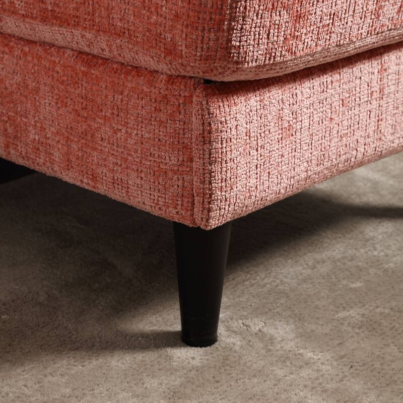 Modular Sectional Sofa with Storage Ottoman, Comfy Chenille Fabric Sofa, 3-Seater Sofa with Side Pockets & 2 Cup Holders