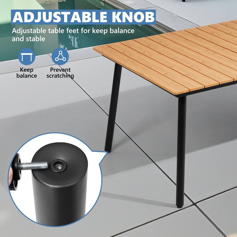 11PC Outdoor Patio Dining Set WoodLike Aluminum Umbrella Hole Table with Folding Chair,Double Top Market Umbrella and Wheel Base