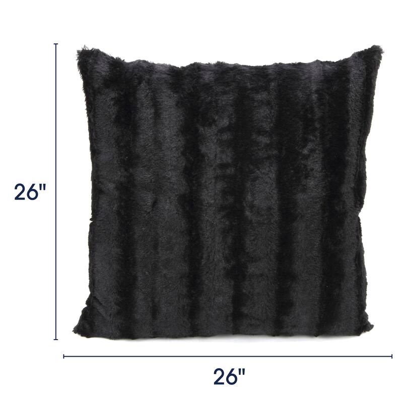 Cheer Collection Solid Color Faux Fur Throw Pillows (Set of 2) - 26 x 26 - Black
