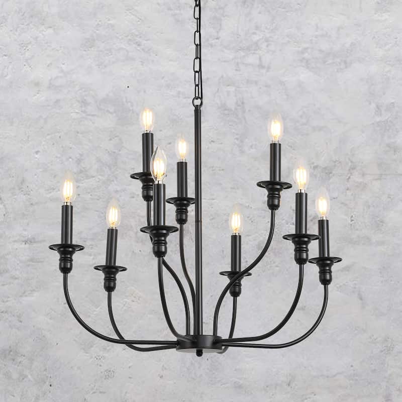 9-Light Candlestick Farmhouse Chandelier for Bedroom Living Room Staircase