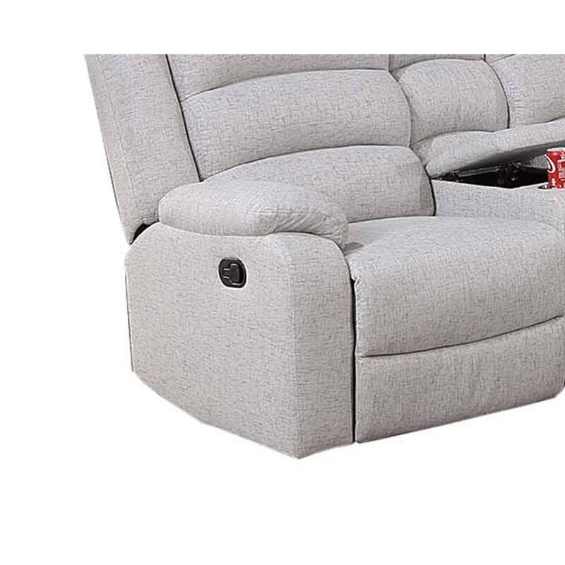 Rexy L Shape Sofa, 3pc Manual Reclining Sectional, Clean White Burlap