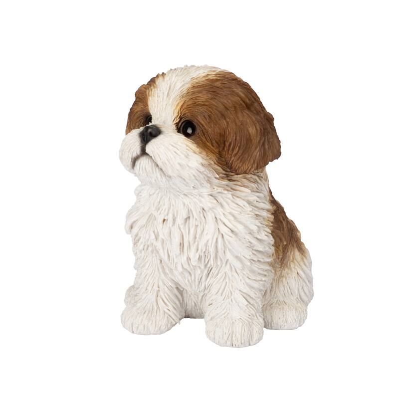 Sitting Shih Tzu Outdoor Garden Statue - 6" - Brown