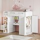 preview thumbnail 2 of 28, Twin Size Loft Bed w/Wardrobe, Built-in Desk, Wooden High Loftbed Frame w/4 Shelves Bookcase, 4 Drawers for Kids Teens Bedroom
