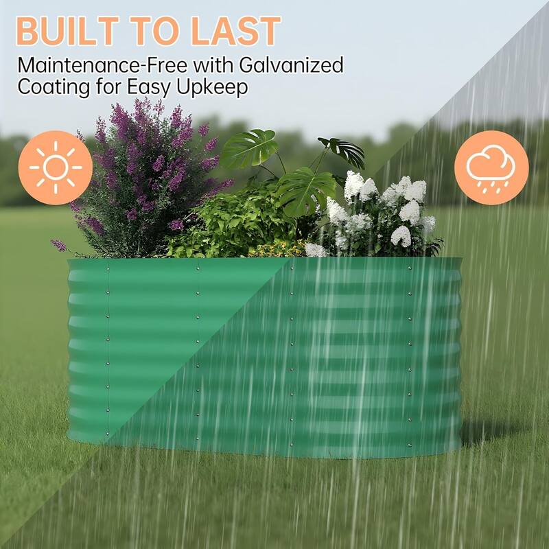 4 x 2 x 2 ft Galvanized Steel Raised Garden Bed Green