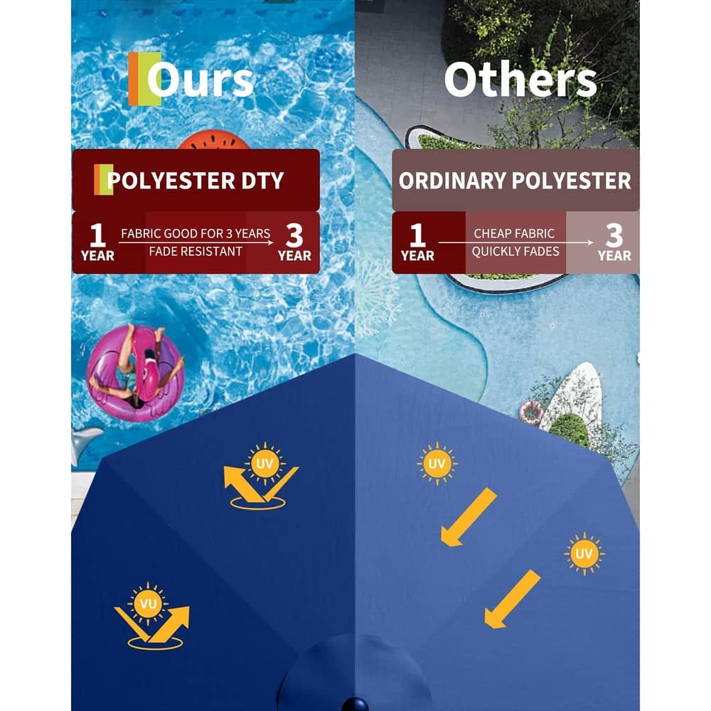 Coromose 10 Ft Patio Umbrella with Solar Lights, with 40 LED Lights