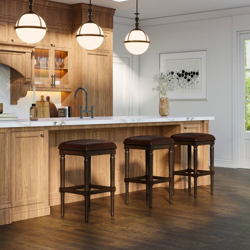 Manchester Solid Wood Square Upholstered Seat Bar Stool