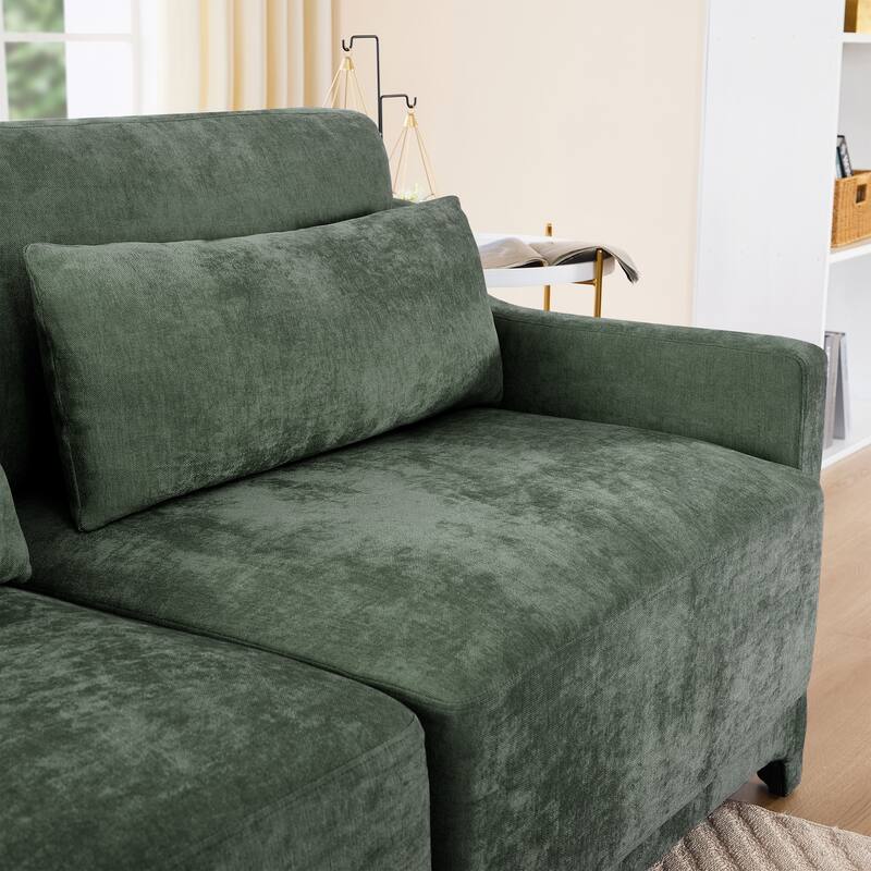 105.9″ Chenille 4-Seater Sofa with Wooden Base & High-Resilience Sponge