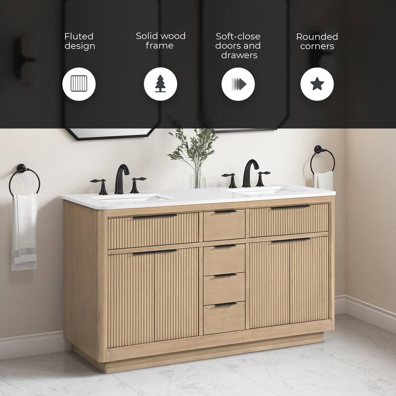 OVE Xander Bathroom Vanity with White Engineered Stone Top