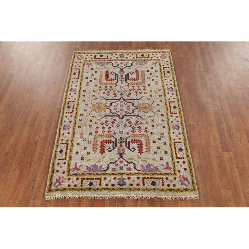 Lilian Oriental Area Rug Hand-Knotted Wool Carpet - 4'0"x 5'11"