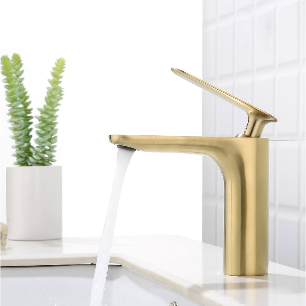 Modern Brushed Gold Single Handle Bathroom Sink Faucet