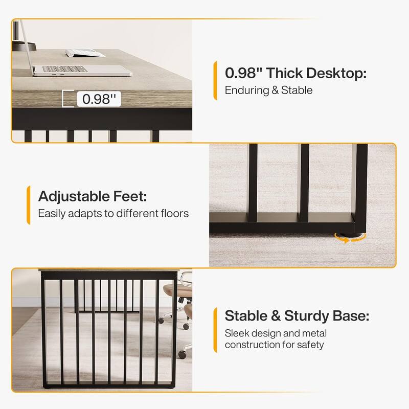 78.74" Extra Long Computer Desk, Double 2-Person Desk, Workstation Writing Study Table for Home Office