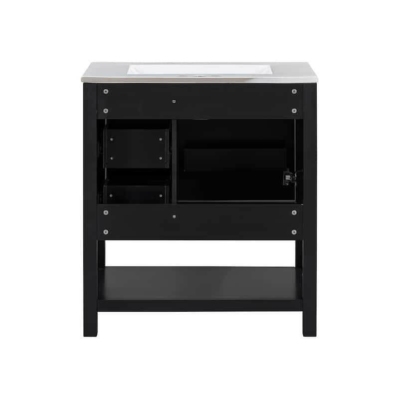 GDFStudio - Mark 30" Transitional Style Bathroom Vanity Cabinet with Ceramic Sink
