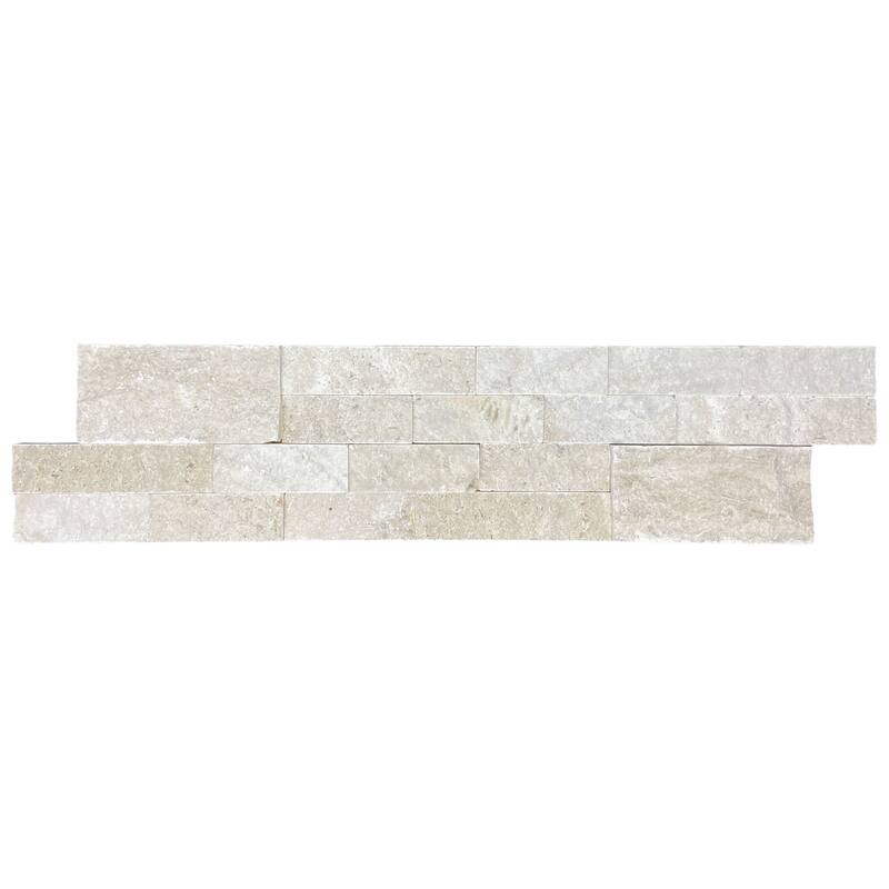 Renata Travertine 6" x 24" Split Face Ledger Panel Mosaic Tile - Sample - Cream