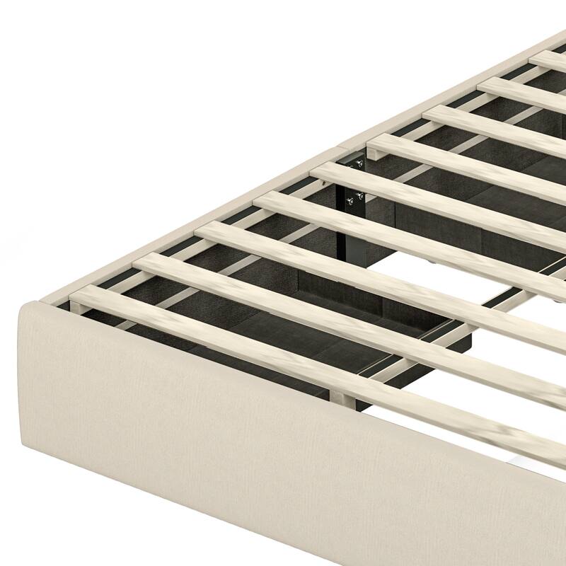 Moasis Velvet/Linen Upholstered Bedframe with Adjustable Headboard and 4 Storage Drawers