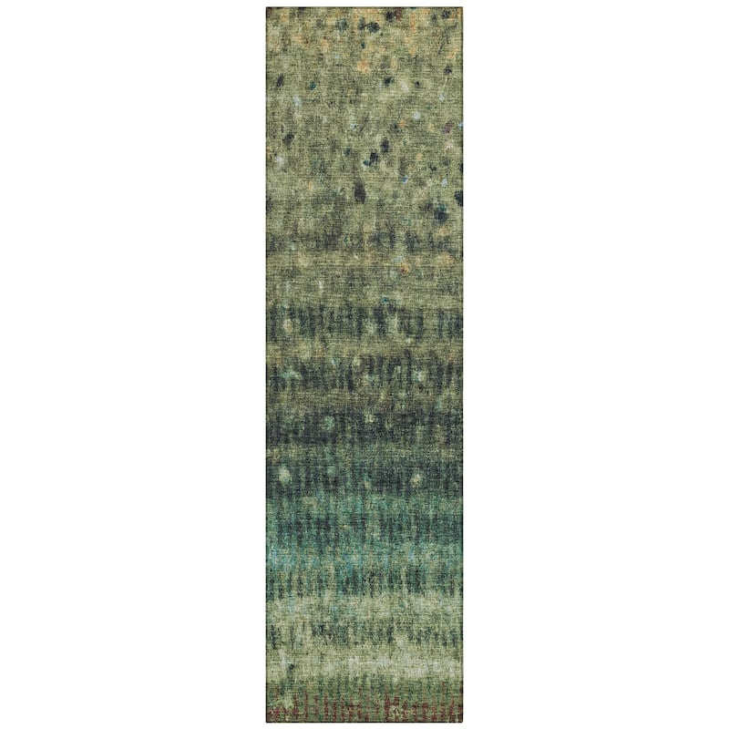 Machine Washable Indoor/ Outdoor Abstract Ombre Chantille Rug