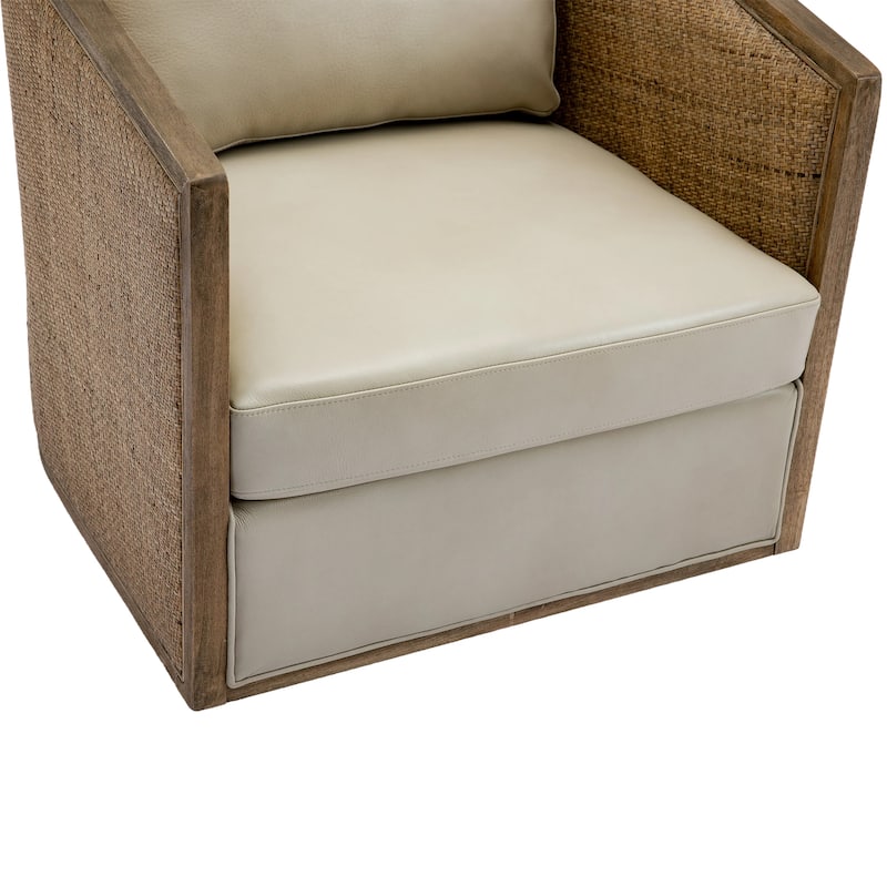 Oyster Grey 30.12" 360° Swivel Barrel Chair